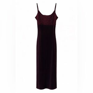 Rare Large Iridescent Velvet Burgundy Maxi Dress 90s Vintage Y2K Babydoll Prom